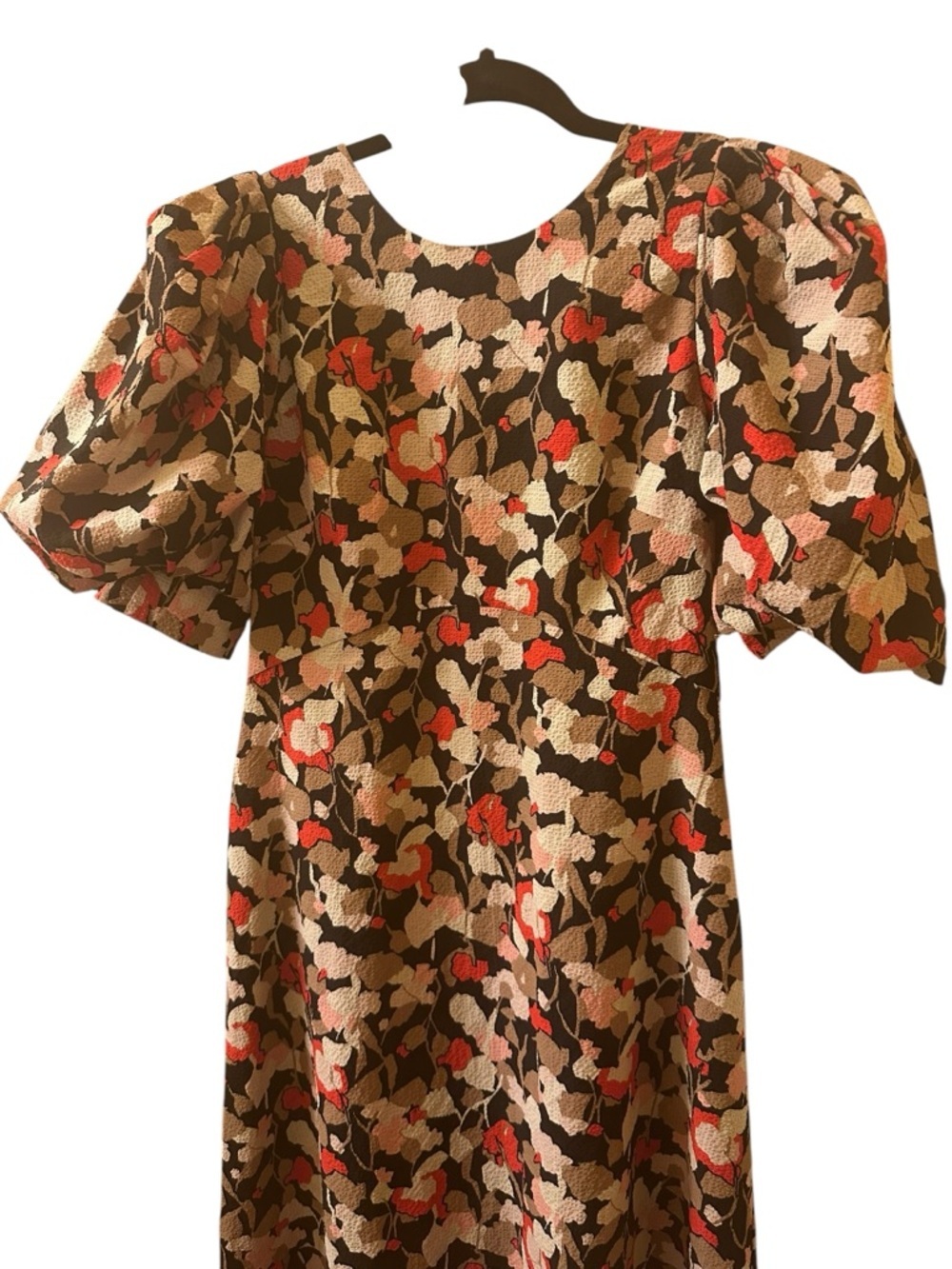 Ted Baker Black Floral Puff-Sleeve Midi Dress with Blush Accents size 2(us6) - Picture 9 of 16